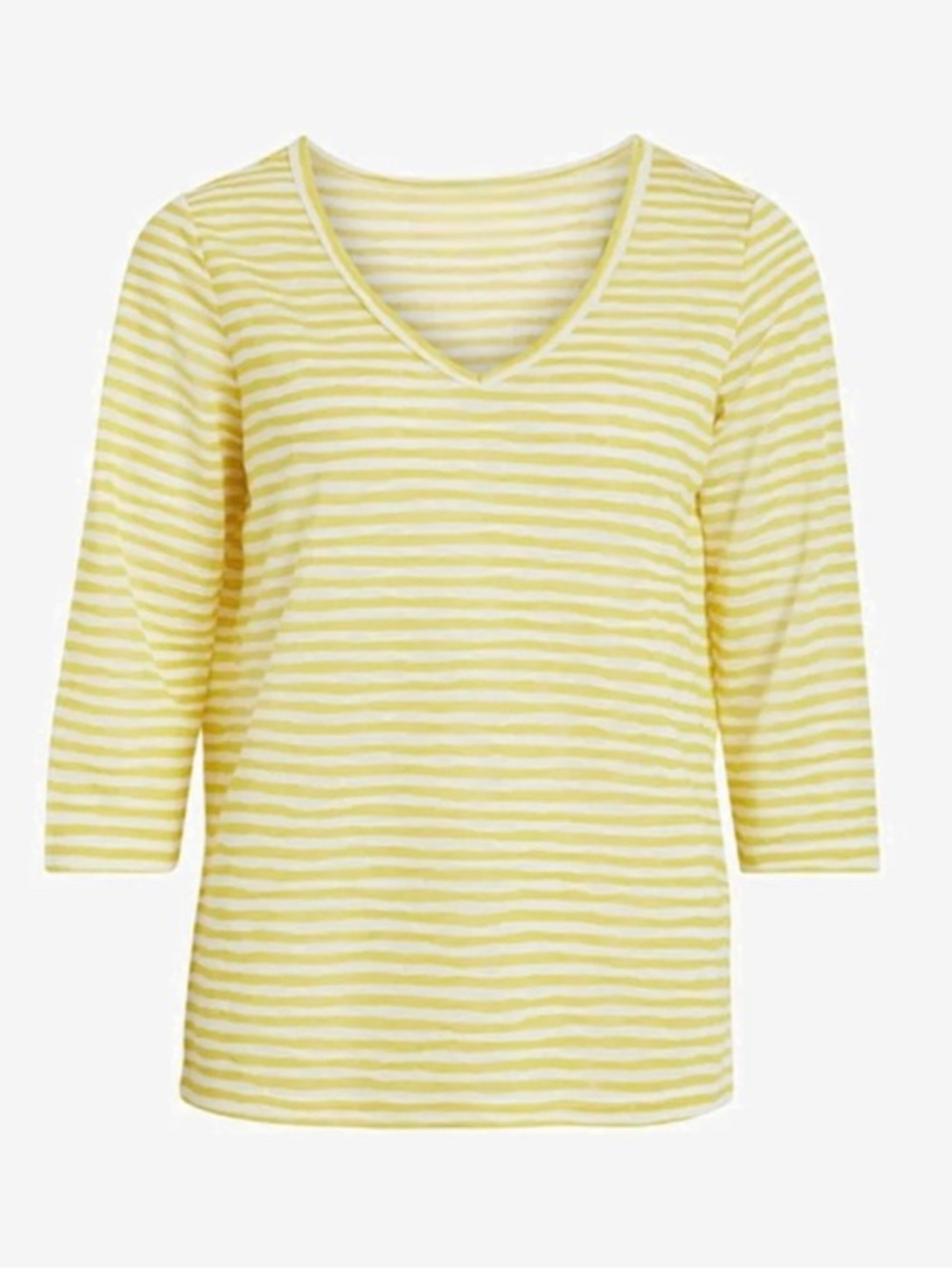 Chico’s Linen Stripe Drop Shoulder 3/4 Sleeve Top 3